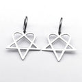 Gothic Earrings "Heartagram" Silver Pentagram Heart
