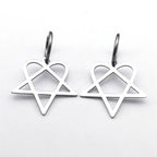 Gothic Earrings "Heartagram" Silver Pentagram Heart