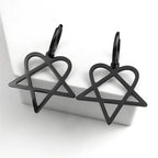Gothic Earrings "Heartagram" Black Pentagram Heart