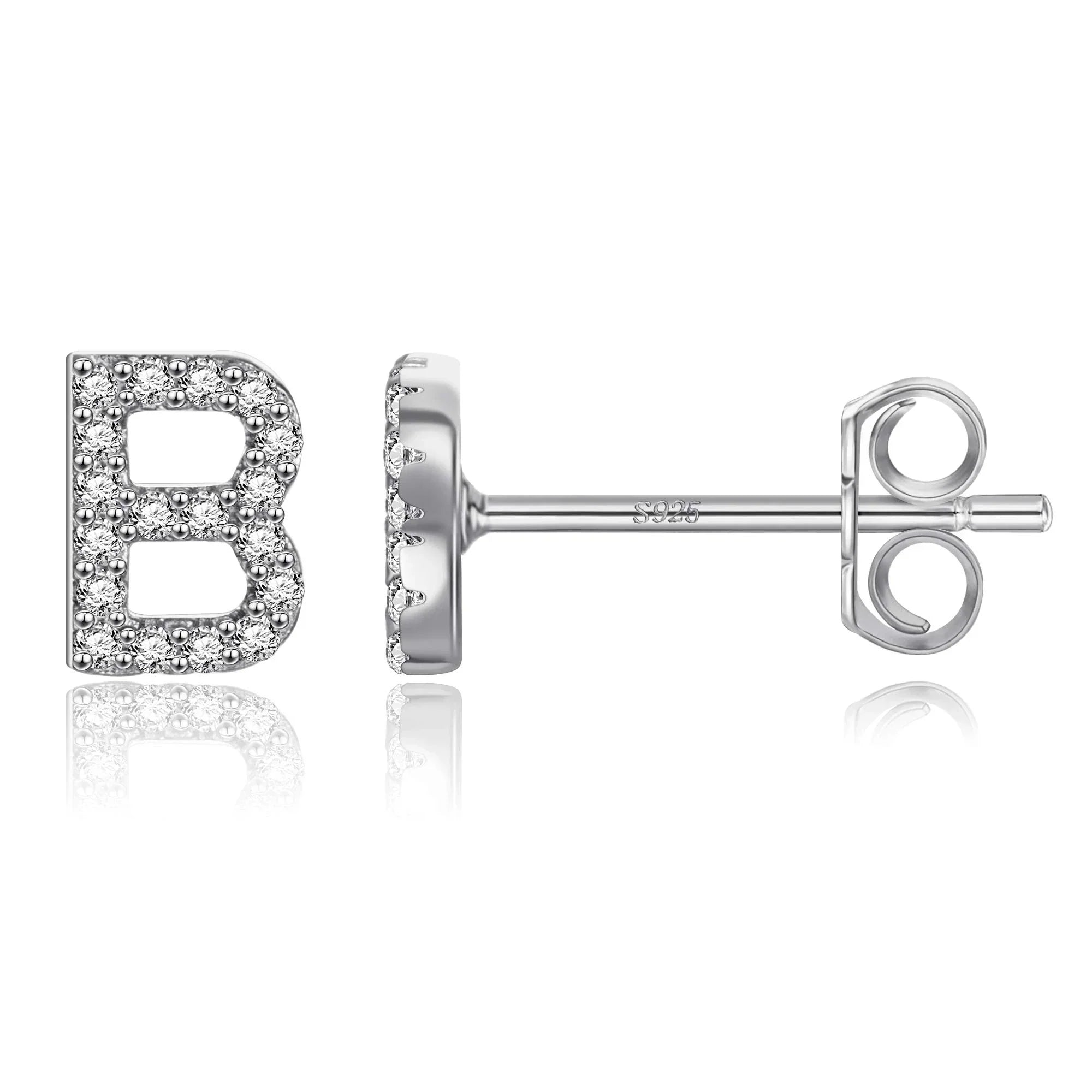 Boucles d'oreilles initiale argent b