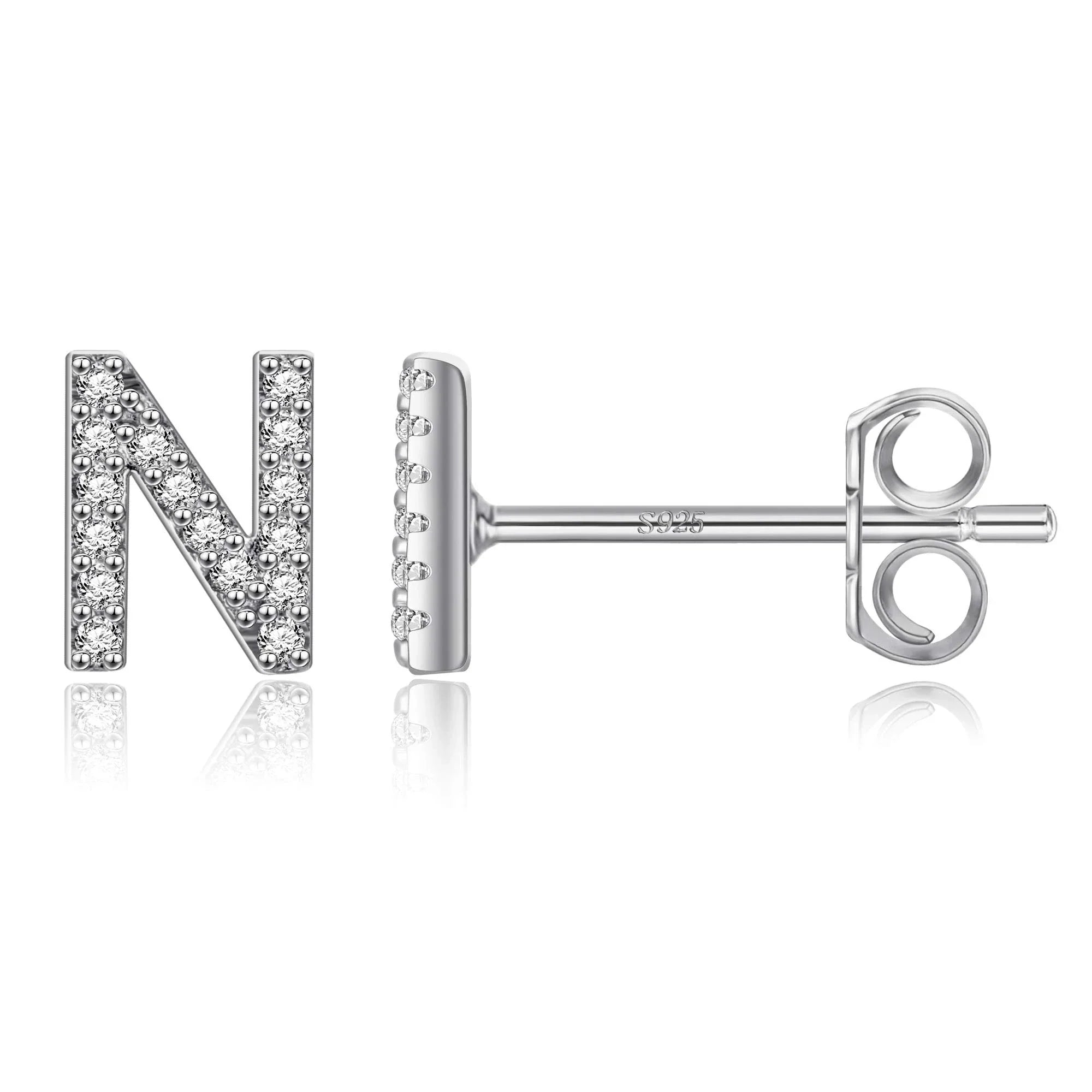 Boucles d'oreilles initiale argent n