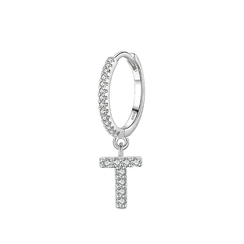Boucles d'oreilles créoles avec initiale t