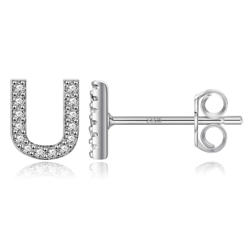 Boucles d'oreilles initiale argent u