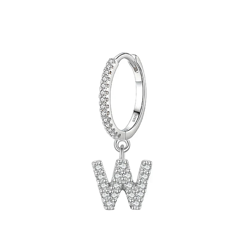 Boucles d'oreilles créoles avec initiale w