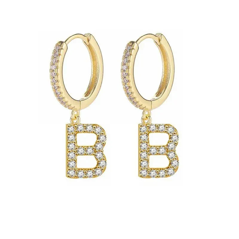 Boucles d'oreilles créoles avec initiale femme b
