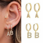 Boucles d'oreilles créoles avec initiale femme a