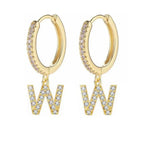 Boucles d'oreilles créoles avec initiale femme w