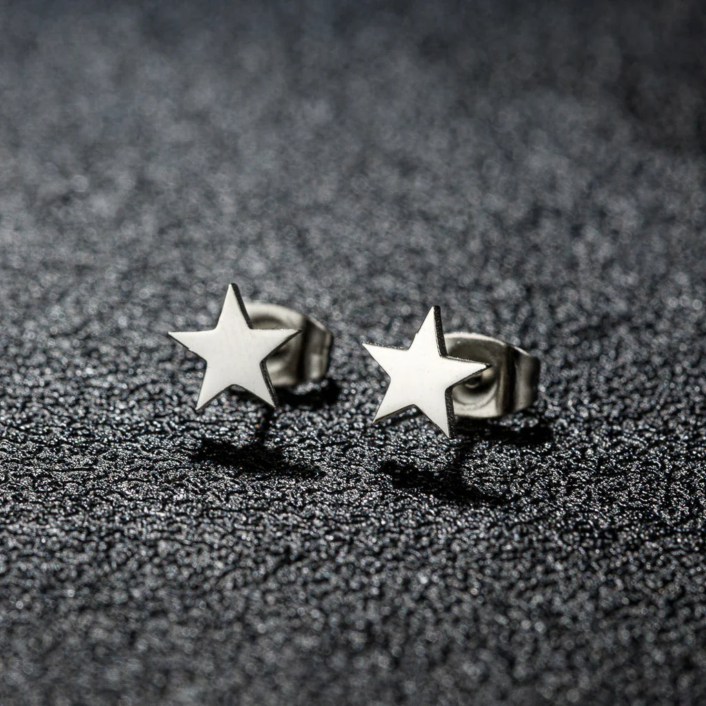 Boucles d'Oreilles Légères Clou Etoile argent