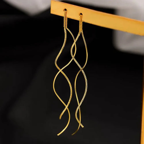 Long Silver or Gold Earrings