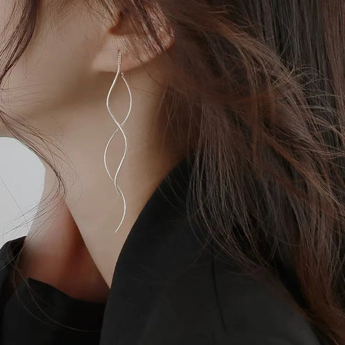 Long Silver or Sterling Silver Earrings