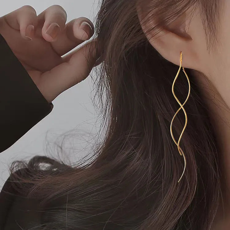 Long Silver or Gold Earrings
