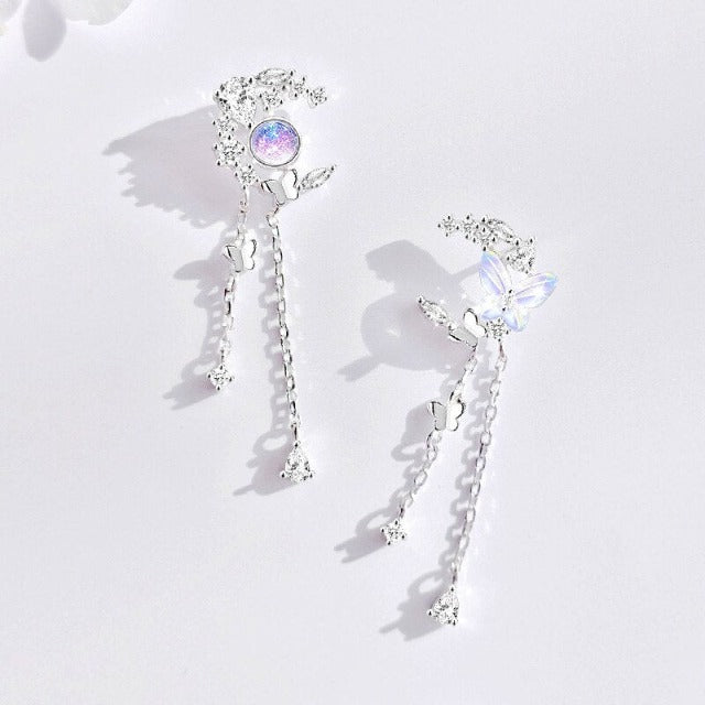 Moon and Butterfly Earrings
