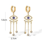 Long Blue Evil Eye Earrings