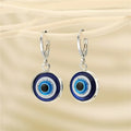 Round Blue Evil Eye Earrings