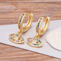 Multicolor Blue Zircon Evil Eye Earrings Bohemian Style