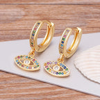 Multicolor Blue Zircon Evil Eye Earrings Bohemian Style