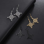 Wiccan Black Witch's Knot Protective Dangle Earrings for Women