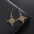 Wiccan Gold Witch's Knot Protective Dangle Earrings for Women