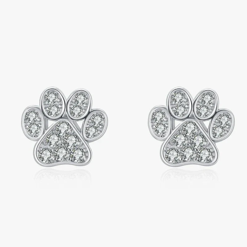 Pendientes de Pata de Circonio en Plata