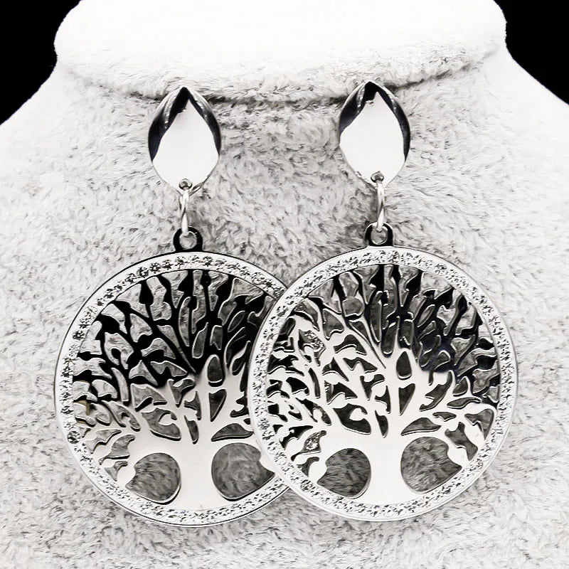 Silver Tree of Life Dangle Earrings