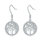 Boucles d'Oreilles Pendantes Arbre de Vie Zircons