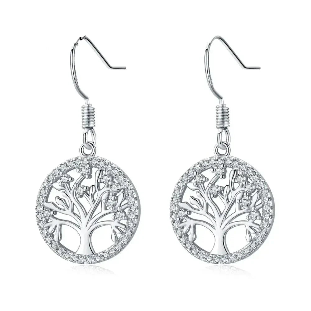 Tree of Life Zircon Dangle Earrings