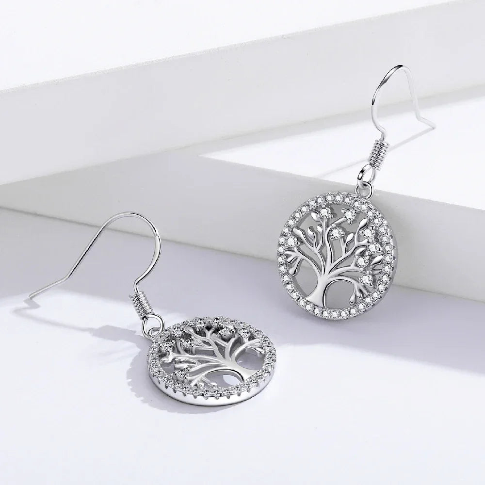 Tree of Life Zircon Dangle Earrings