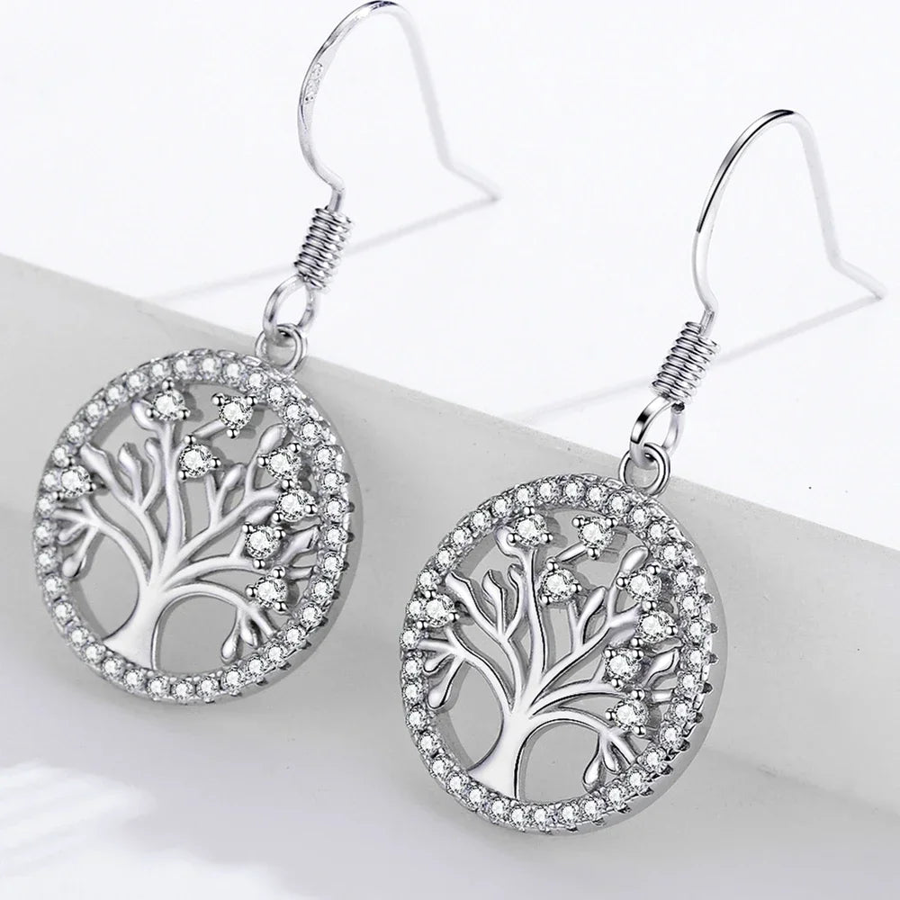 Tree of Life Zircon Dangle Earrings