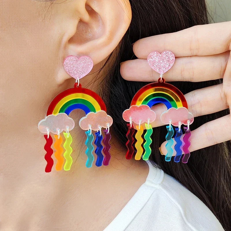 Pendientes colgantes arcoíris 