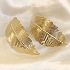 Boucles d'Oreilles Pendantes avec Feuille pour Femme or