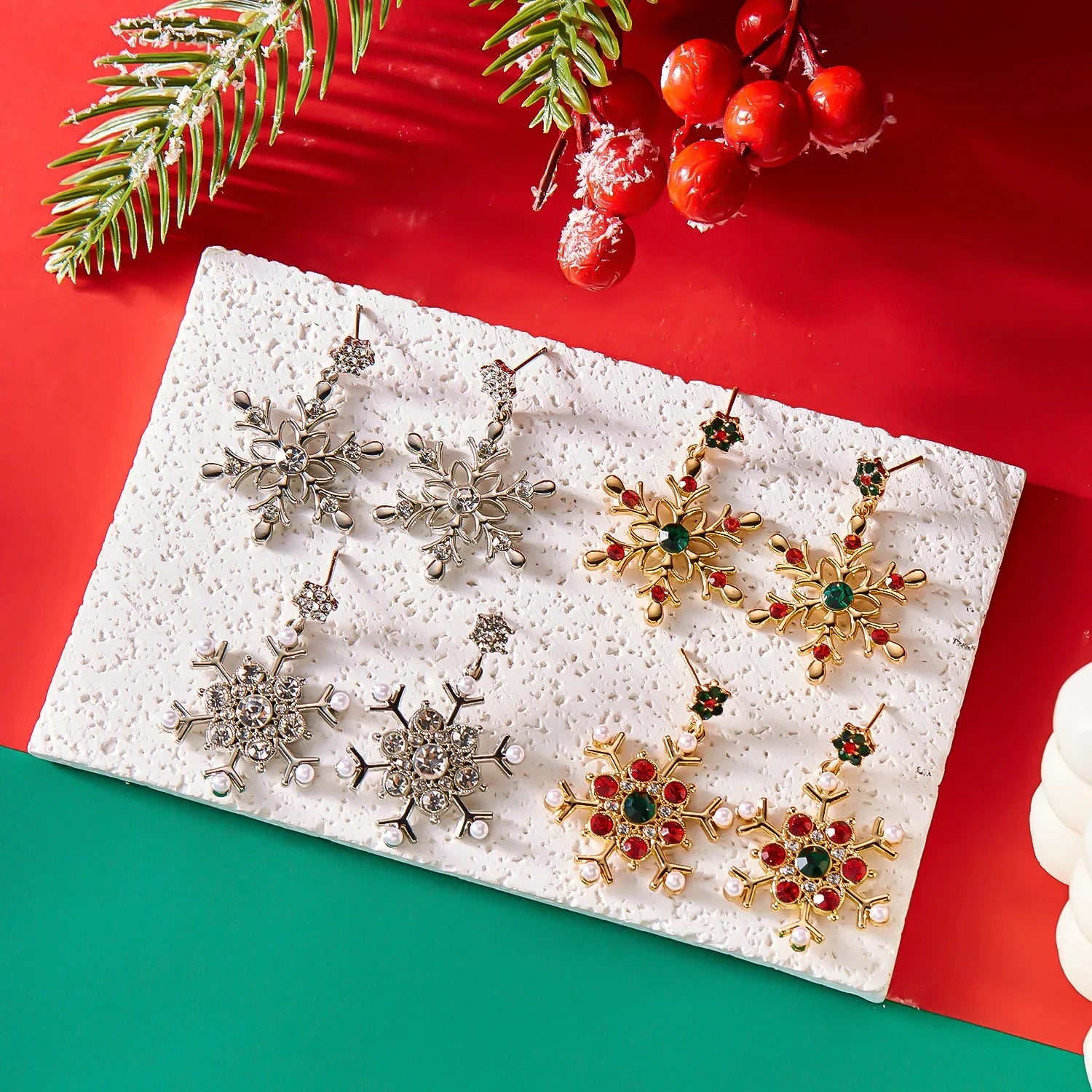 Pendientes colgantes con copo de nieve