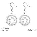 Boucles d'oreilles pendantes avec l'étoile de David et strass symbolique juive argent