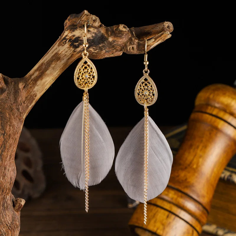 Bohemian Feather Dangle Earrings 4