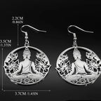 Boucles d'Oreilles Pendantes Bouddha et Fleur de Lotus