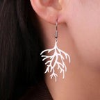 Pendientes Colgantes en Ramas de Coral plata