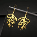Pendientes Colgantes en Ramas de Coral oro