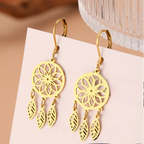Boucles d'Oreilles Pendantes Capteur de Rêves or