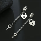 Key and padlock drop earrings