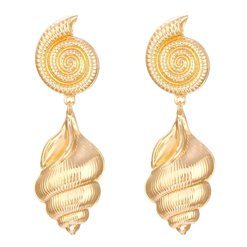 Pendientes Colgantes de Conchas, Caracoles y Espirales