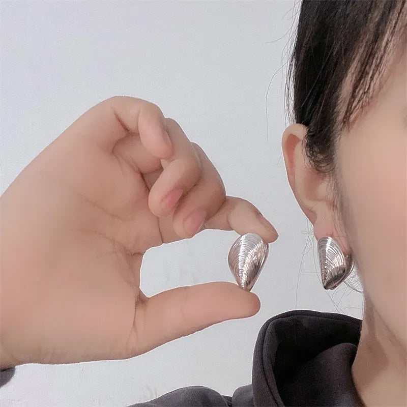 Boucles d'Oreilles Pendantes Coquillages Moules argent