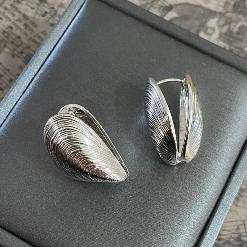 Silver Shell and Mussel Drop Earrings