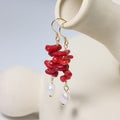 Pendientes Colgantes de Coral con Perlas