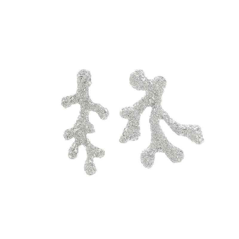 Dangling Coral Earrings in Silver
