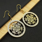 Metatron Cube Dangle Earrings Gold