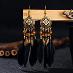 Ethnic Style Feather Dangle Earrings 1