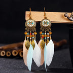 Ethnic Style Feather Dangle Earrings 2