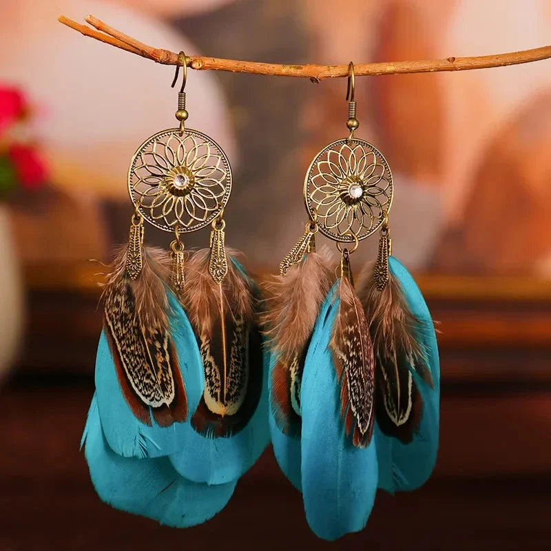 Ethnic Style Feather Dangle Earrings 3