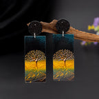 Boucles d'Oreilles Pendantes en Acrylique Arbre de Vie