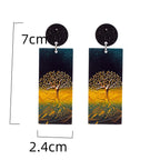 Boucles d'Oreilles Pendantes en Acrylique Arbre de Vie