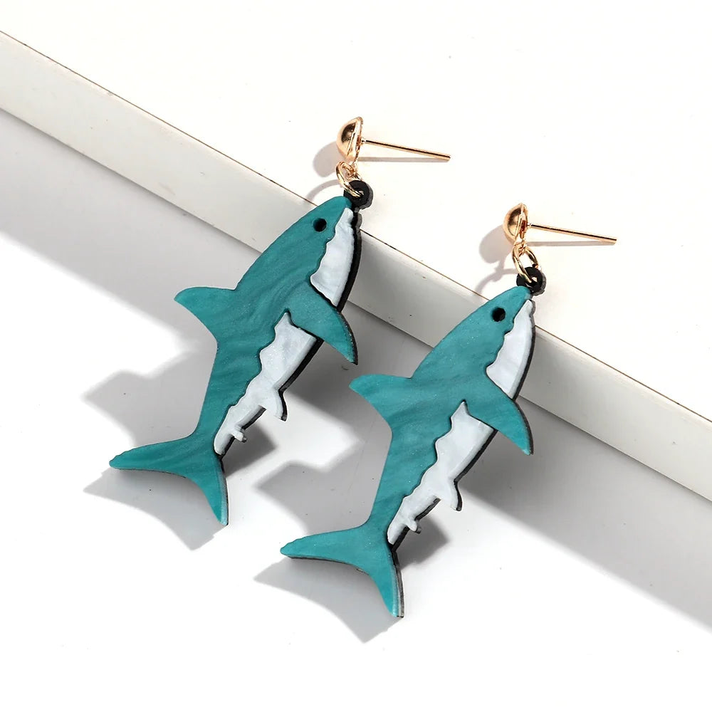 Shark-shaped drop earrings